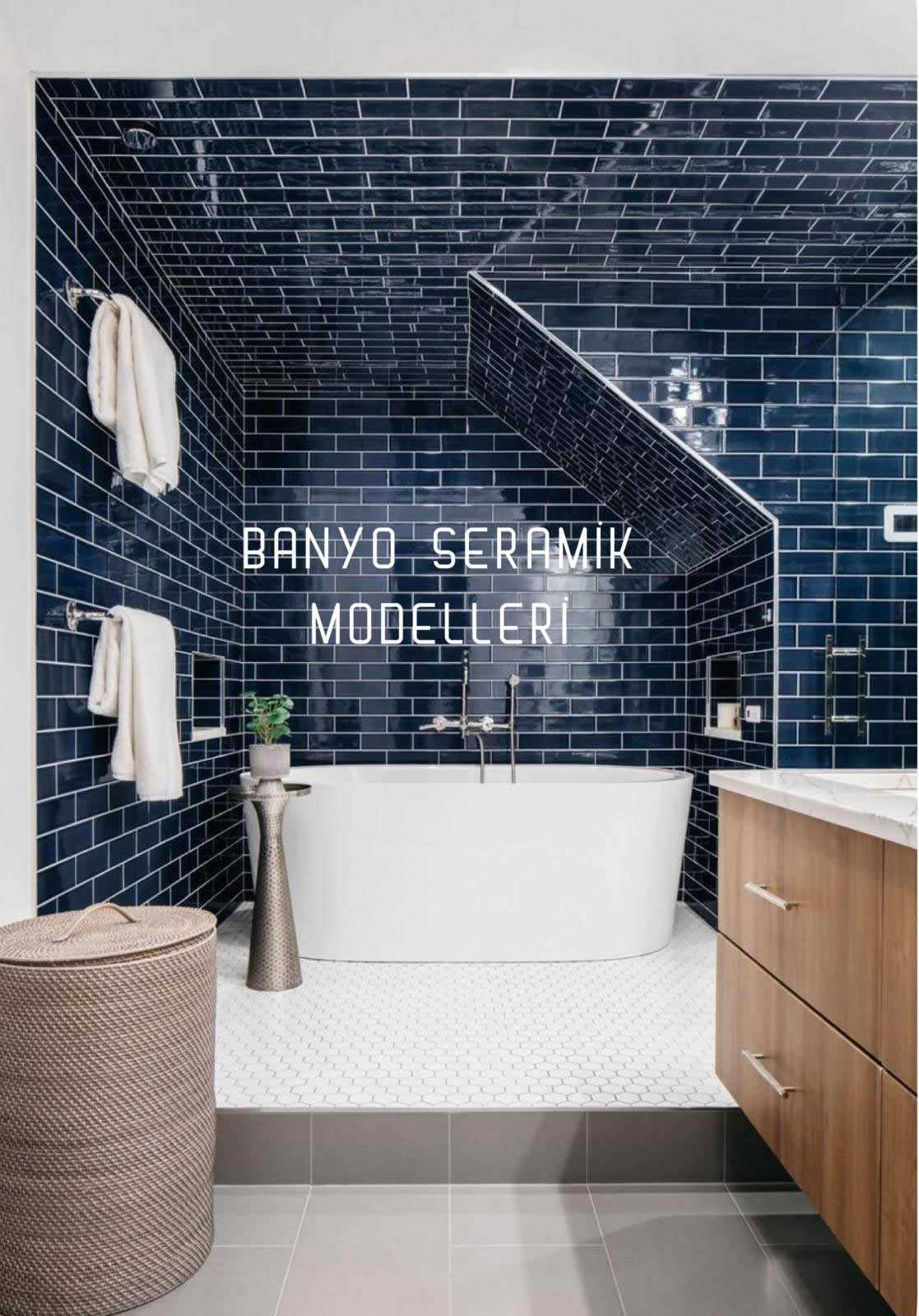 Banyo Seramik Modelleri-BSM-014, Konsept Petrol Mavisi Banyo Seramik Karo