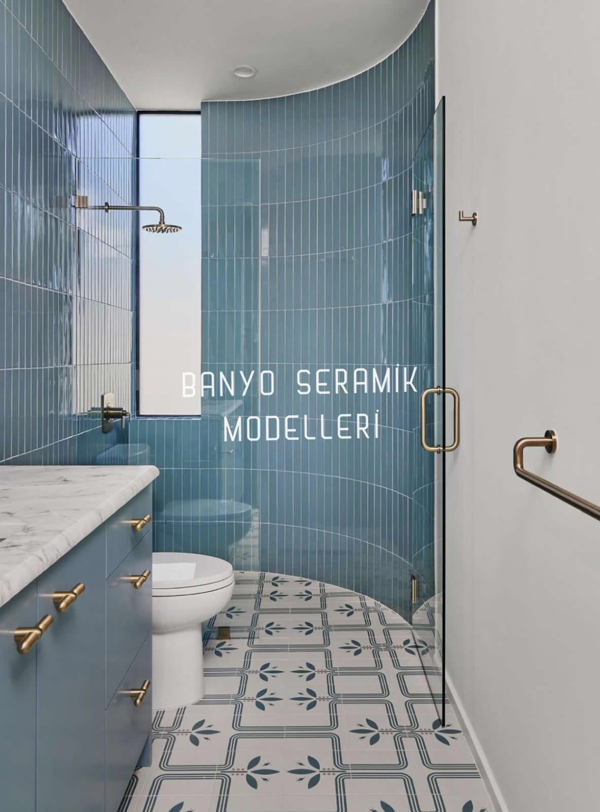 Banyo Seramik Modelleri-BSM-018, Pik Mavisi 5x25 Duş İçi Seramik