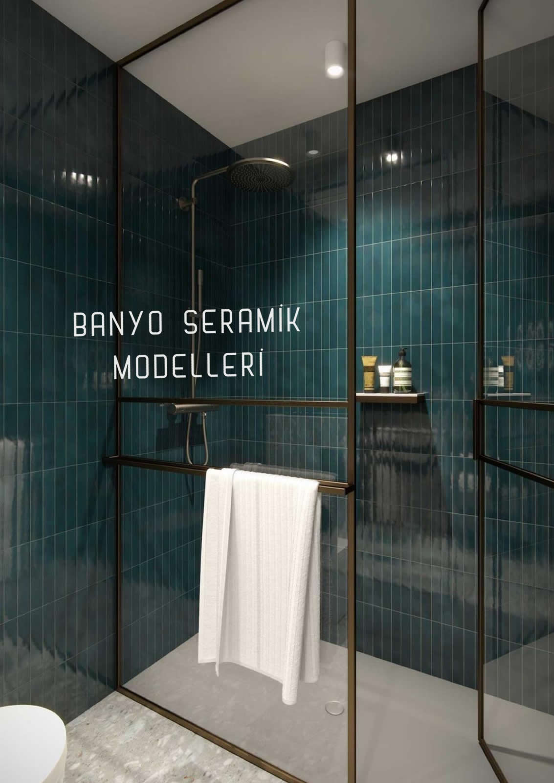 Banyo Seramik Modelleri-BSM-019, Banyo Metro Seramik Çeşitleri 5x25 Mavi Geçişli