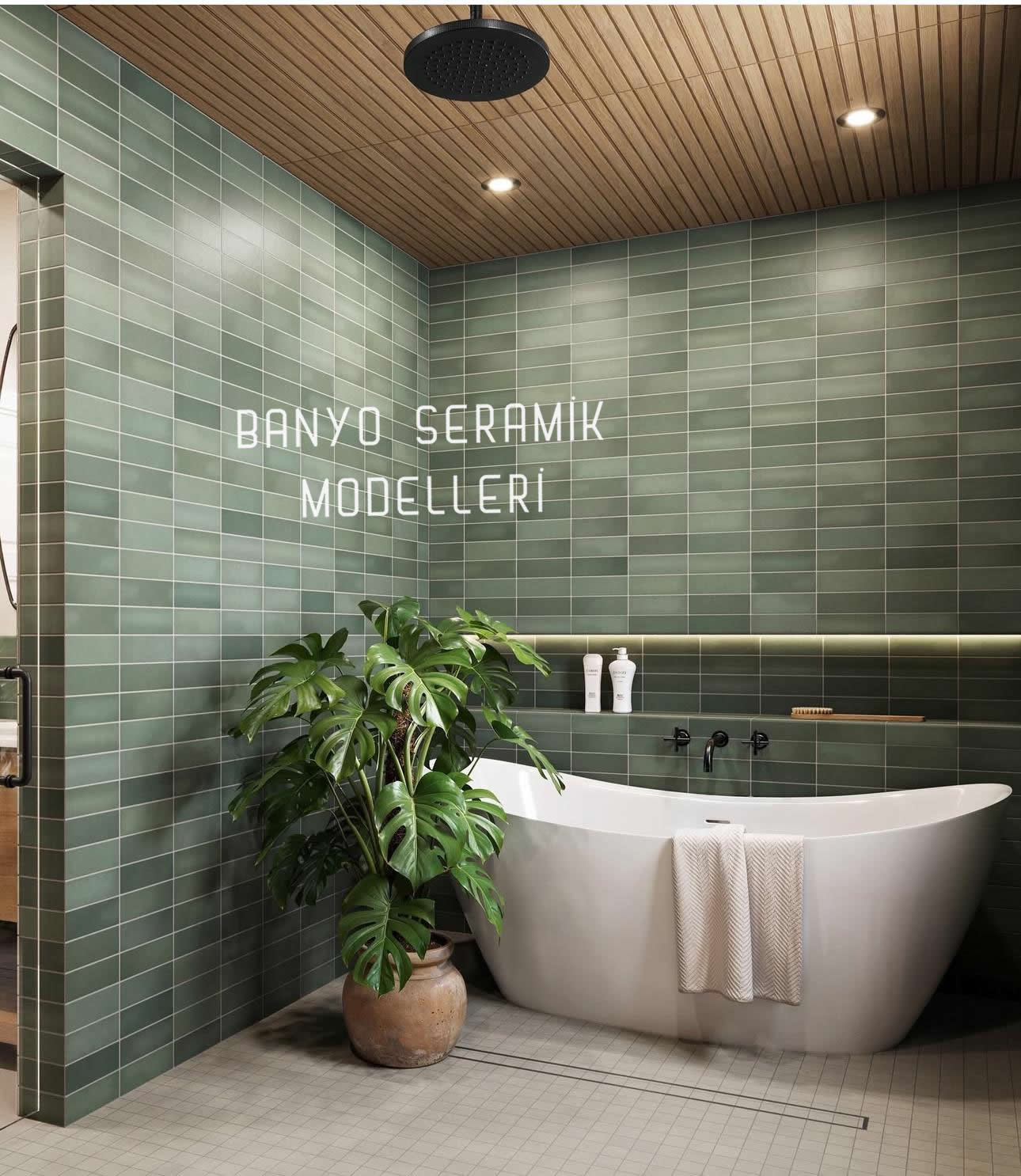 Banyo Seramik Modelleri-BSM-002, Yağ Yeşili 7x21 Banyo Seramik