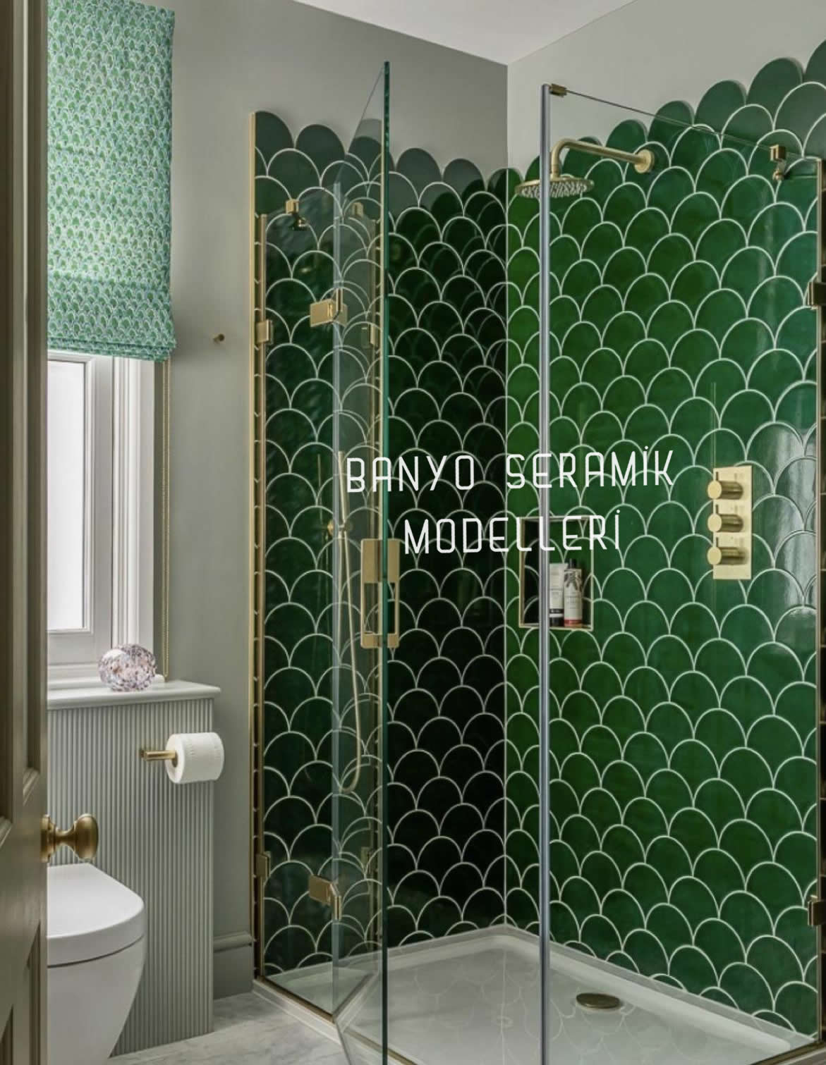 Banyo Seramik Modelleri-BSM-020, Balık Pulu Yeşil Banyo Seramik Görselleri