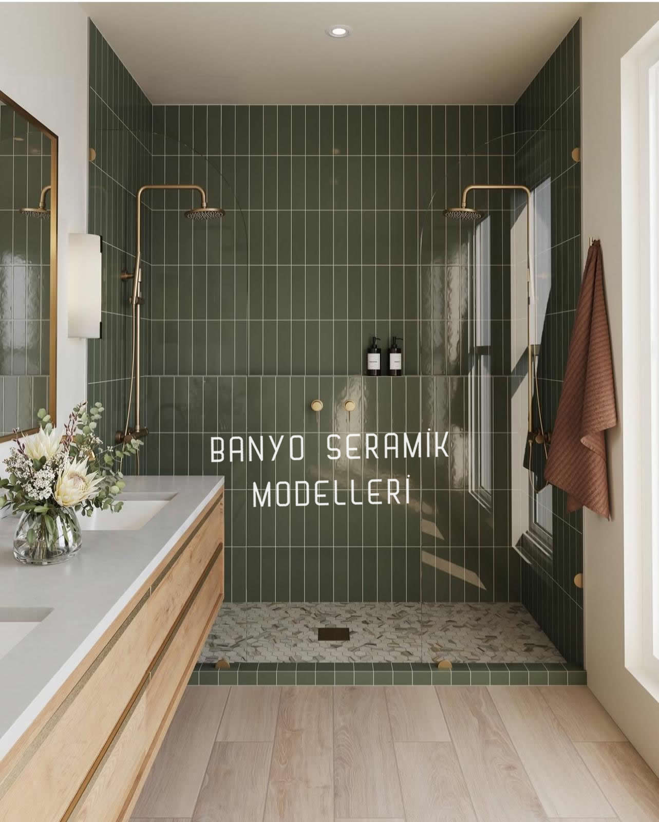 Banyo Seramik Modelleri-BSM-004, Banyo Seramik Tasarımları Yağ Yeşili