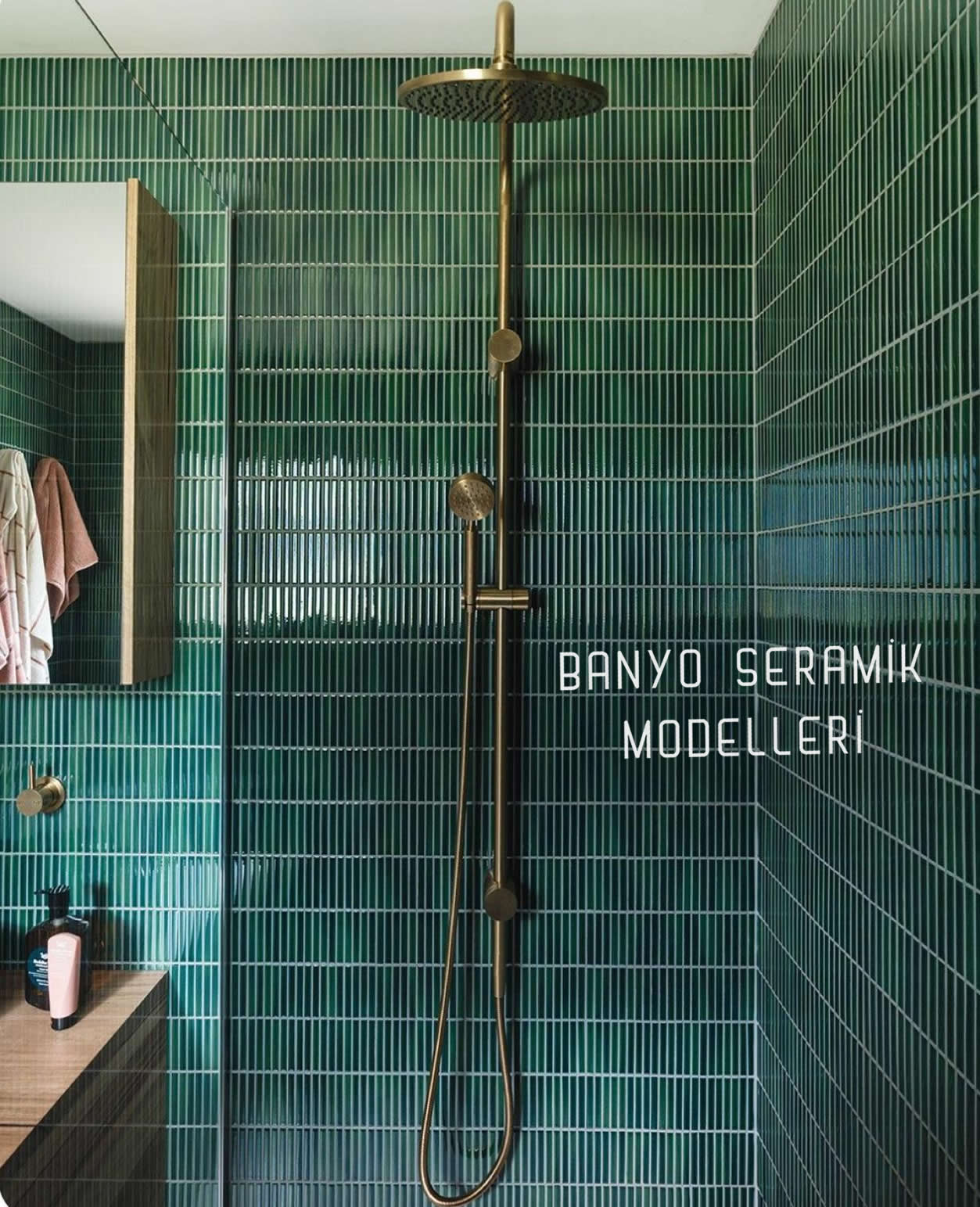 Banyo Seramik Modelleri-BSM-042, Kitkat Zümrüt Yeşil Banyo Dekorasyonu