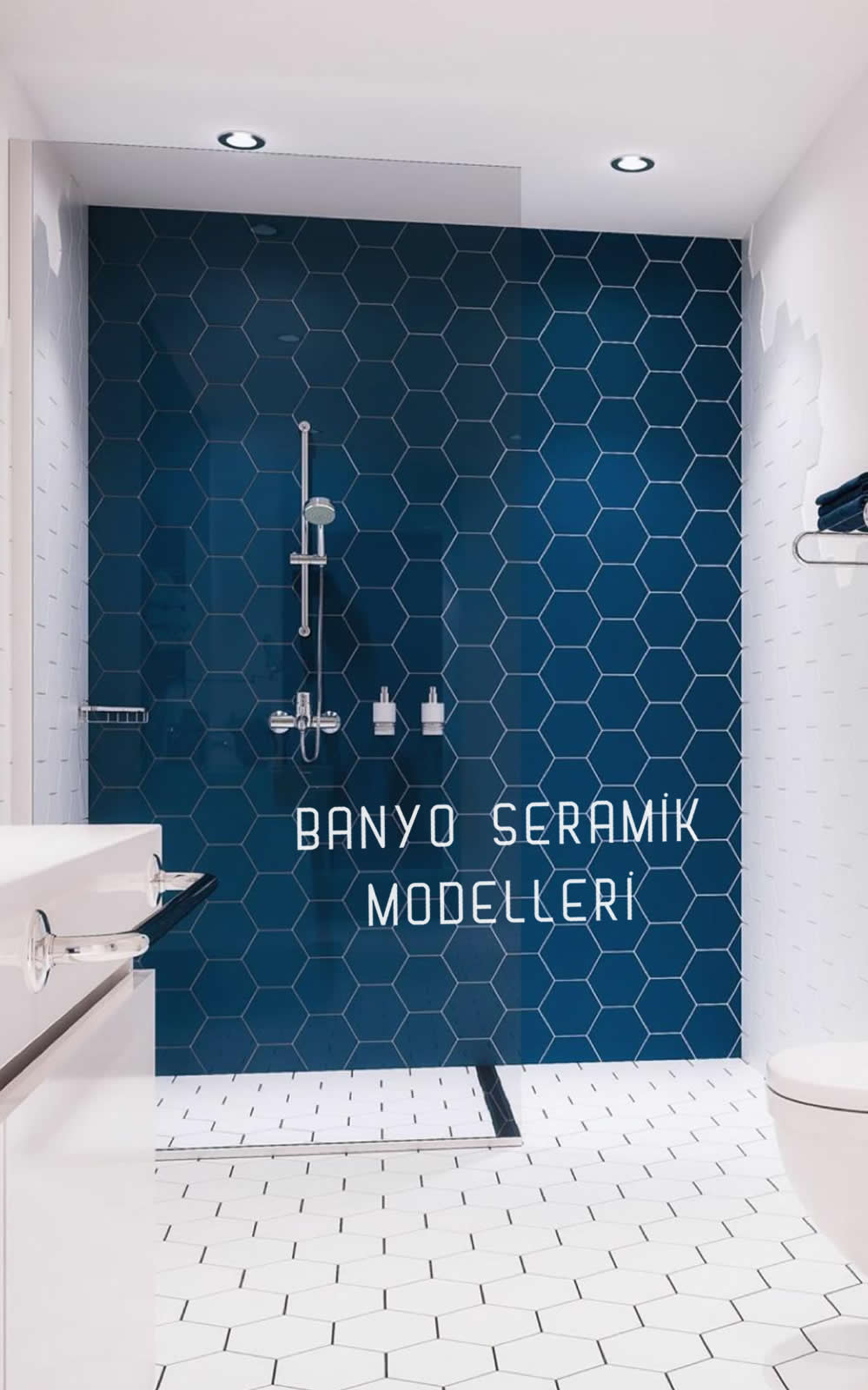 Banyo Seramik Modelleri-BSM-044, Çini Fayans Banyo Altıgen Seramik